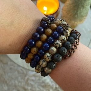 Custom beaded bracelets. Set of 5